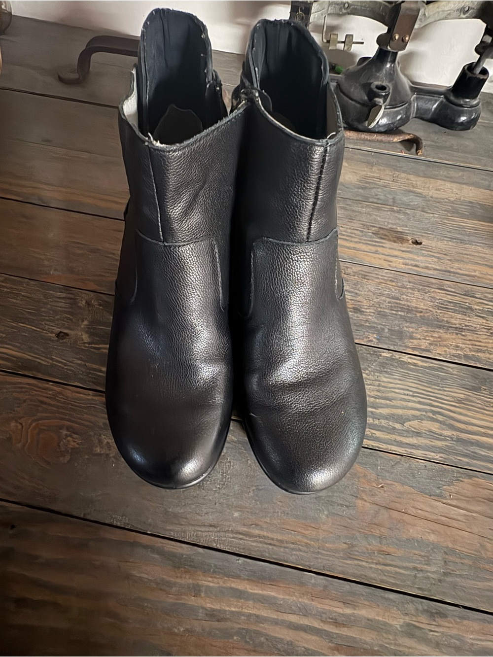 Alegria Black Leather Ankle Booties - Smooth Pebbled Finish